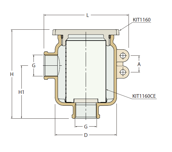 Water filter type Tirreno with transparent Grilamid TR55 cover type 1160