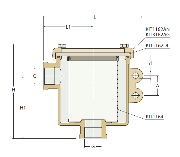 Filtr do wody typ Ionio z poliwęglanową pokrywą typ 1164