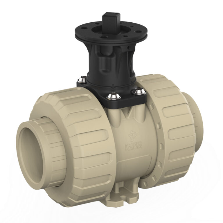 Praher 2-way industrial ball valve M1 PP adapter set