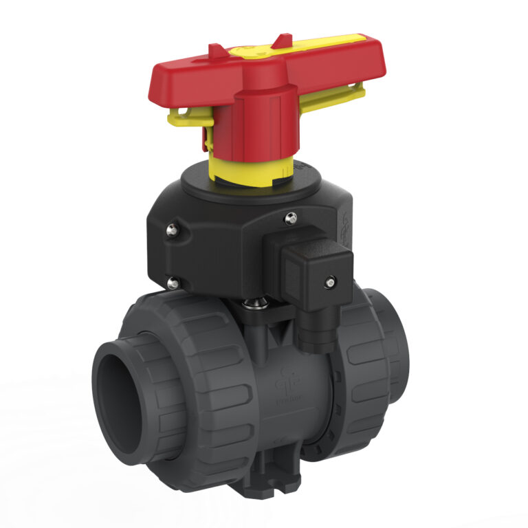 Praher 2-way industrial ball valve M1 PVC-U with position feedback title picture