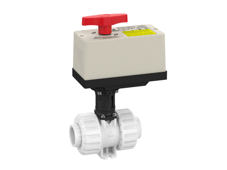 Praher 2-way ball valve M1 PVDF with electric actuator EO510