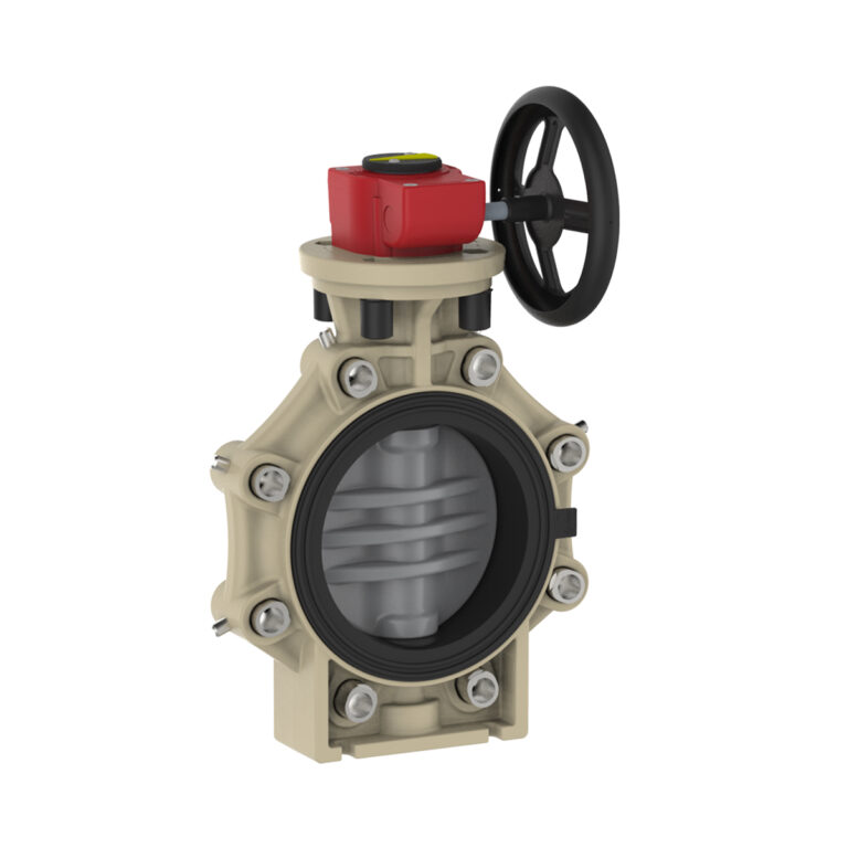 Praher Absperrklappe K4 PVC-C mit Handgetriebe und Lug Type-Titelbild