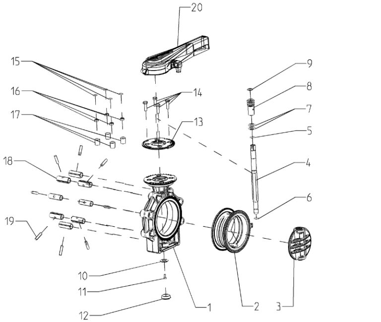 Praher Absperrklappe K4 PVC-U mit Handhebel und Lug Type